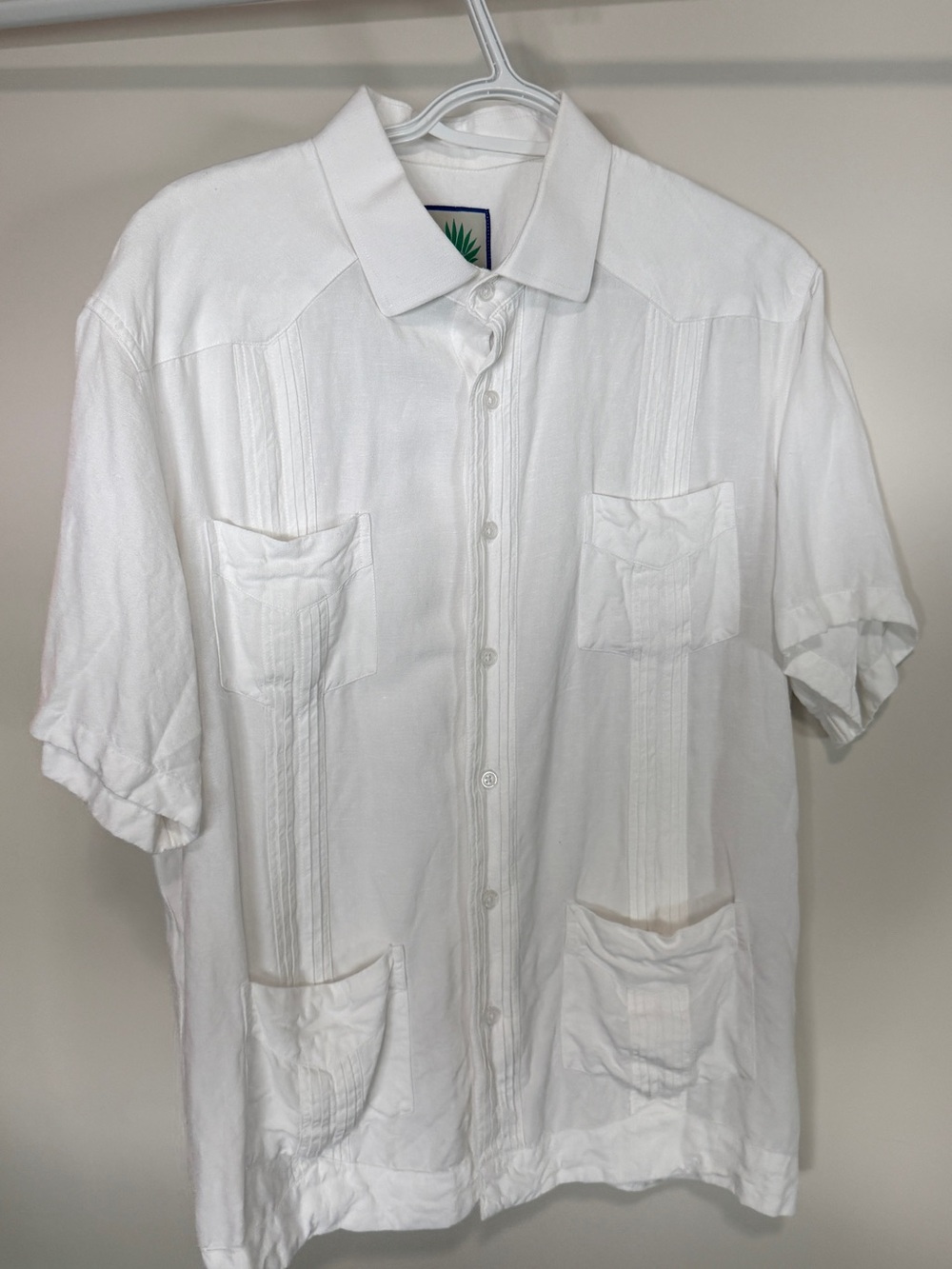 Centuries Men's White Short-Sleeve Casual Button-Down Shirt